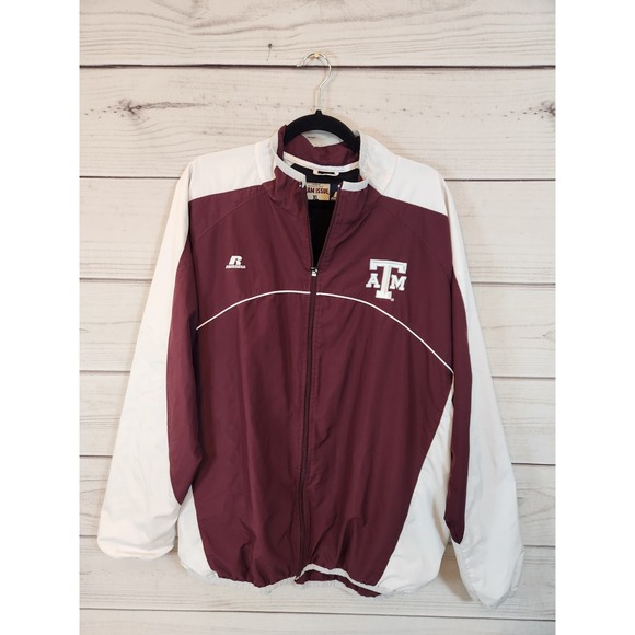 Russell Athletic Men's White Red Long Sleeve Full Zip Windbreaker Jacket Sz XL - Picture 1 of 7